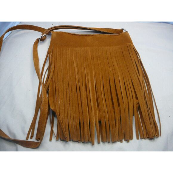 Unbranded Suede Fringe Leather Flat Crossbody Purse - Picture 2 of 6